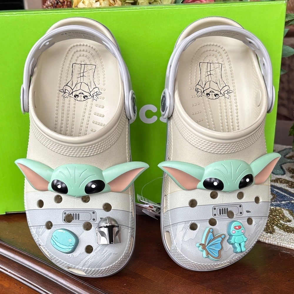 Brand New Crocs Adults' STAR WARS Grogu Classic Clogs Bone Casual Slip On Shoes
